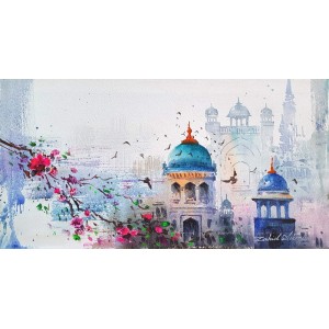 Zahid Ashraf, 08 x 16 inch, Acrylic on Canvas, Cityscape Painting, AC-ZHA-106